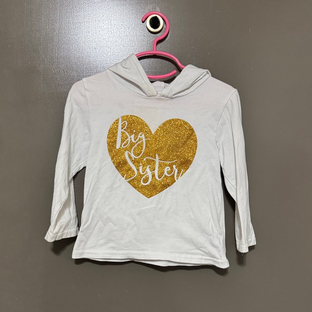 Charming White Hoodie with Gold Heart Design